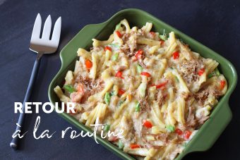 Le retour à la routine avec Canards du Lac Brome: un bon macaroni au fromage à l'effiloché de canard.